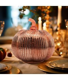 Dekoracyjna Podświetlana Dynia Timer Ozdoba Domowa Lampa E14 Różowe Złoto