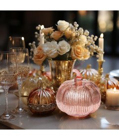 Dekoracyjna Podświetlana Dynia Timer Ozdoba Domowa Lampa E14 Różowe Złoto