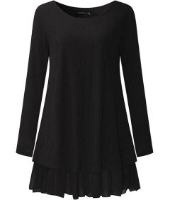 Damska Sukienka z Długim Rękawem Kokarda Elegancka Stylowa Czarna L