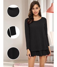 Damska Sukienka z Długim Rękawem Kokarda Elegancka Stylowa Czarna L