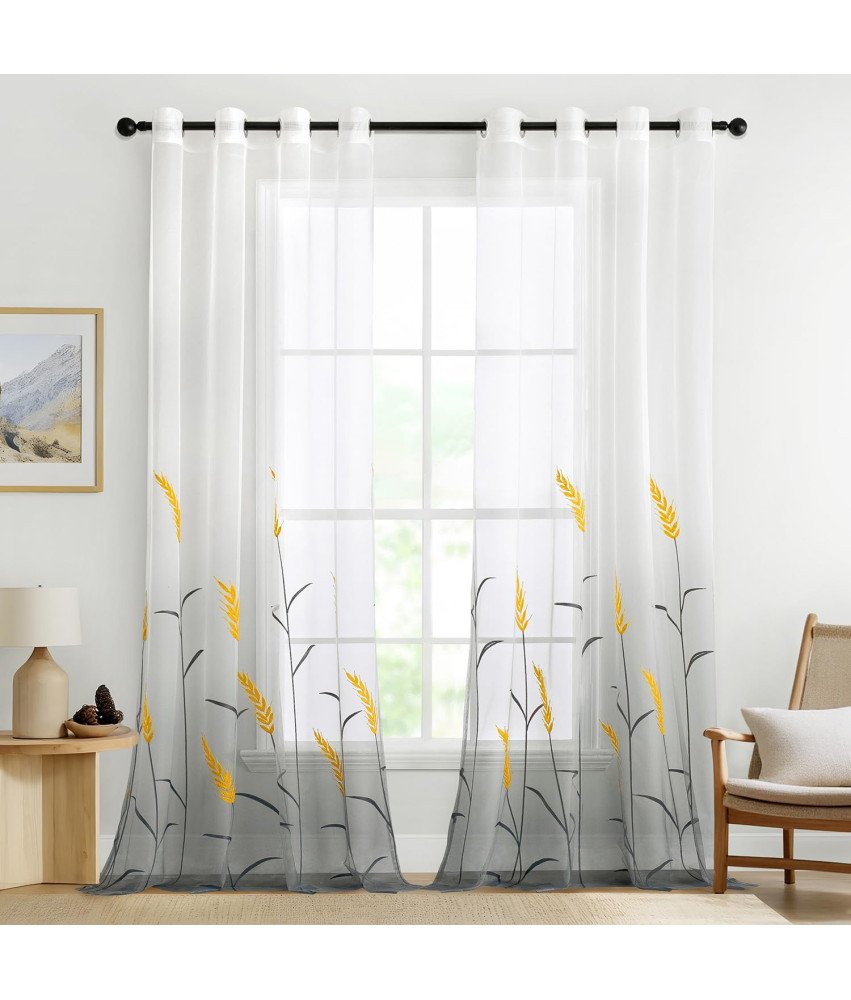 MIULEE Zasłony Półprzezroczyste Woalowe Zboże Białe 140 x 245 cm 2 szt