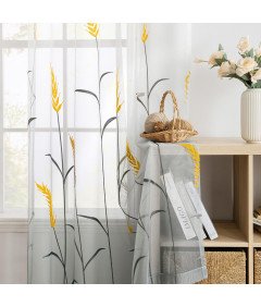 MIULEE Zasłony Półprzezroczyste Woalowe Zboże Białe 140 x 245 cm 2 szt