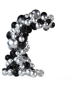 Balony Lateksowe Zestaw 35 szt Imprezowe Sylwester Czarne Srebrne 30 cm