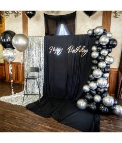 Balony Lateksowe Zestaw 35 szt Imprezowe Sylwester Czarne Srebrne 30 cm