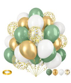 Balony Lateksowe Zestaw 35 szt Imprezowe Srebrne Złote Zielone 30 cm