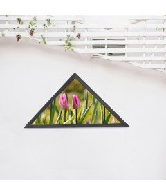 Ramka na Zdjęcia Nowoczesna Trójkątna Drewniana Czarna ‎44x22x8,5 cm