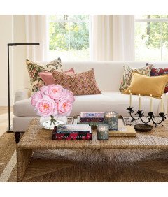 Sztuczne Kwiaty Piwonie w Szklanym Wazonie Dekoracyjne Różowe 6 szt