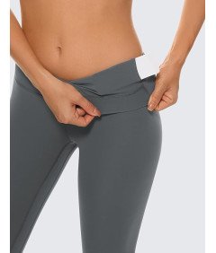 Florboom Damskie Legginsy Sportowe z Wysokim Stanem Szare M