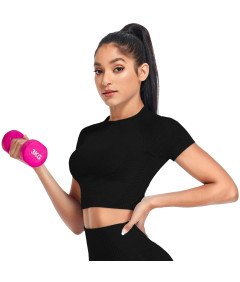 Damski Crop Top Sportowy do Jogi Fitness Ćwiczeń Modelujący Czarny S