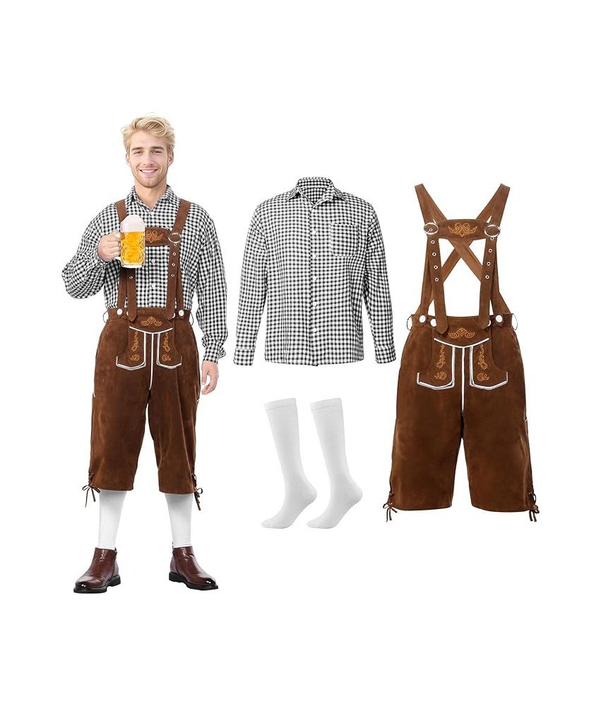 Strój Bawarski Tradycyjny Komplet Męski Oktoberfest Skórzane Spodnie S