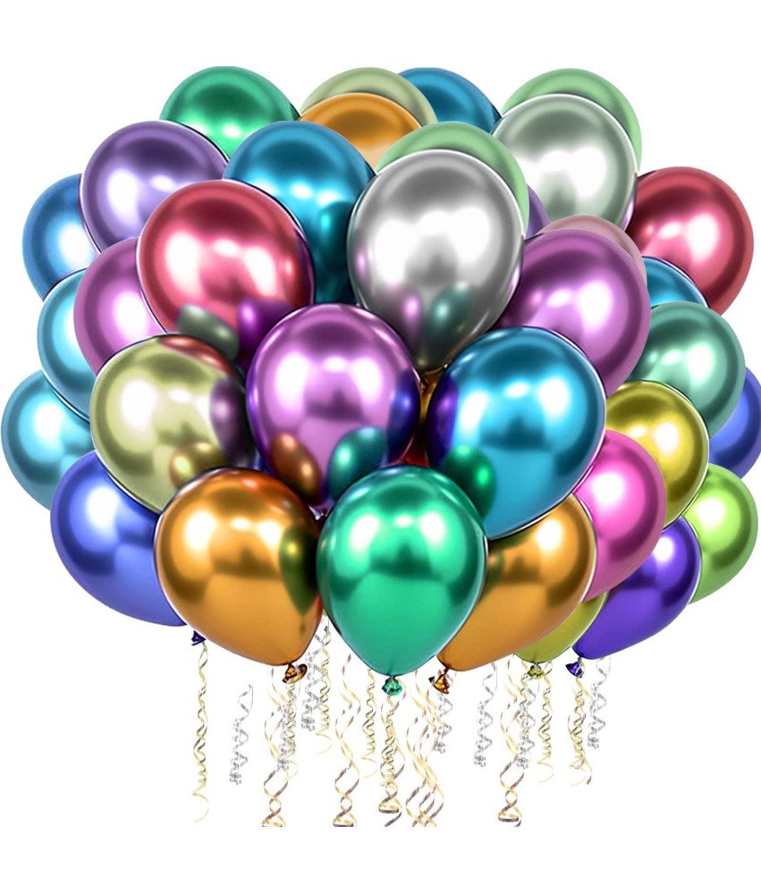 Zestaw 60 Kolorowych Balonów Lateksowych Z 3 Rolkami Wstążek Dekoracyjnych