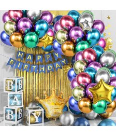 Zestaw 60 Kolorowych Balonów Lateksowych Z 3 Rolkami Wstążek Dekoracyjnych