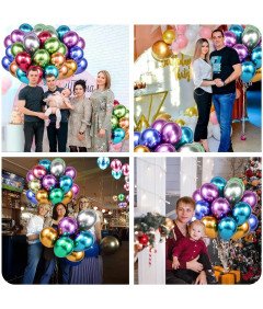 Zestaw 60 Kolorowych Balonów Lateksowych Z 3 Rolkami Wstążek Dekoracyjnych