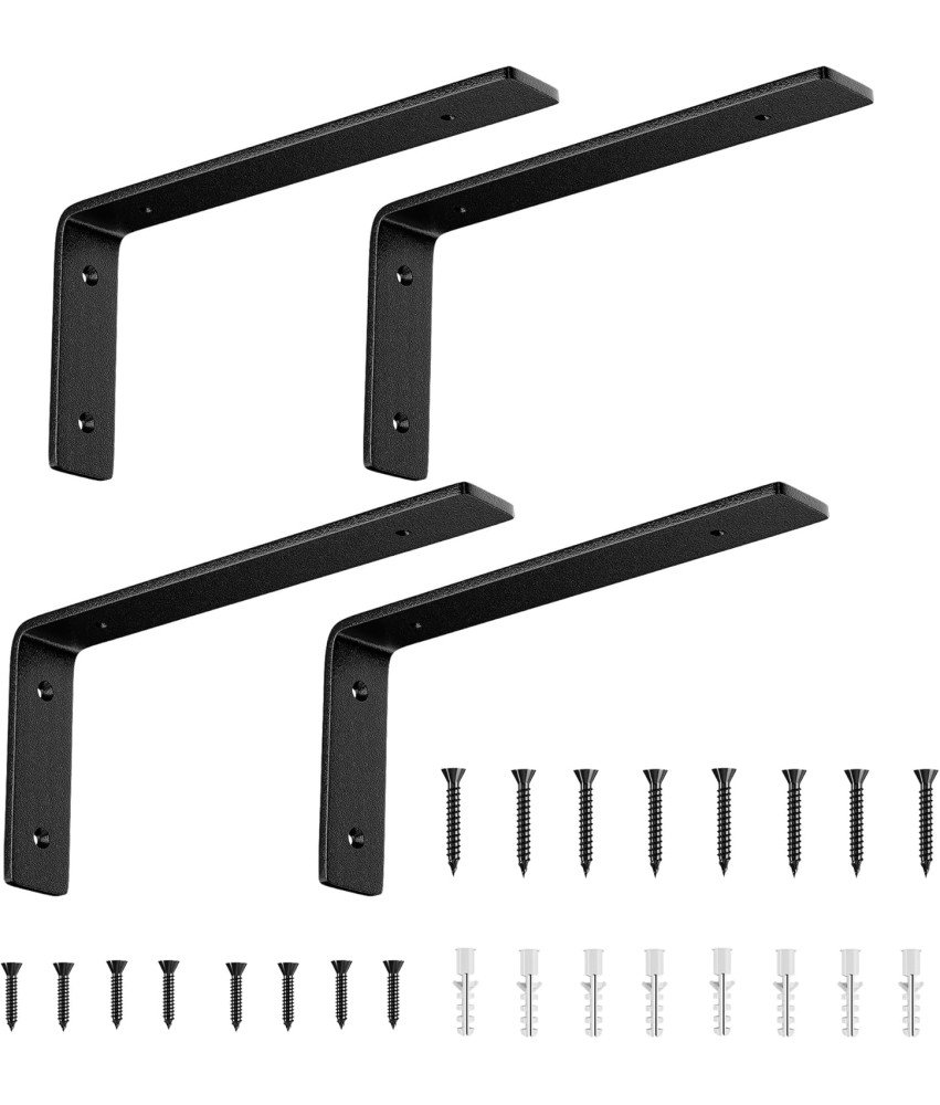 Zestaw 4 Wsporników Półki Narożnej 23cm Metalowe Kątowniki Ścienne Czarne