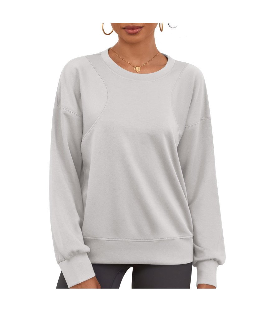 Damska Bluza Oversize Z Długim Rękawem Miękka Sportowa Krótka Beżowa L