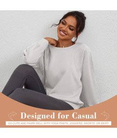 Damska Bluza Oversize Z Długim Rękawem Miękka Sportowa Krótka Beżowa L