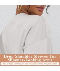 Damska Bluza Oversize Z Długim Rękawem Miękka Sportowa Krótka Beżowa L