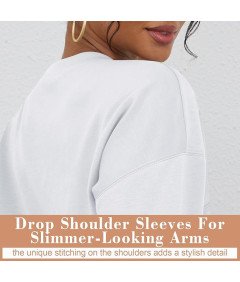 Damska Bluza Oversize Z Długim Rękawem Krótka Luźna Zimowa Biała Rozmiar L