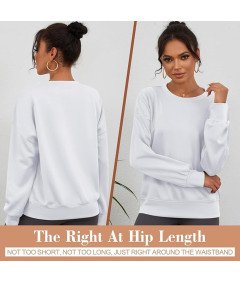 Damska Bluza Oversize Z Długim Rękawem Krótka Luźna Biały Rozmiar XL