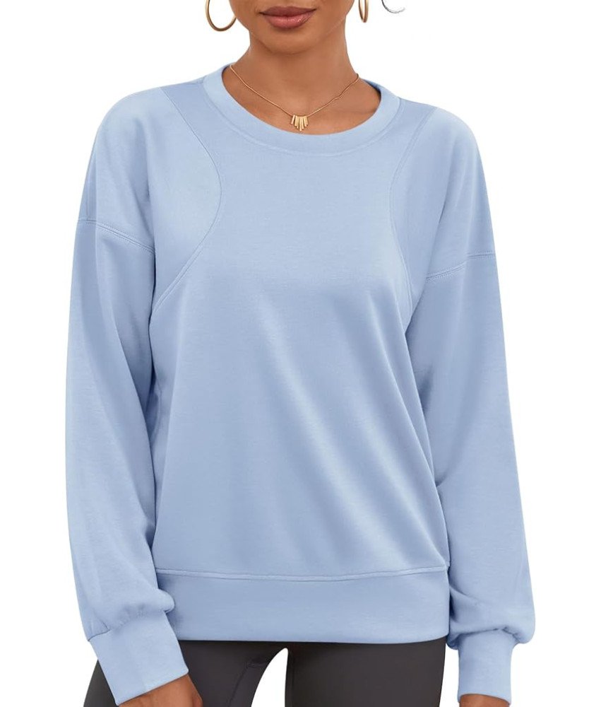 Damska Bluza Oversize Z Długim Rękawem Sportowa Krótka Niebieska Rozmiar L