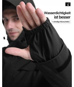 Męska Kurtka Przeciwdeszczowa Wodoodporna Oddychająca Z Kapturem Czarna M