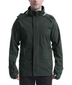 Męska Kurtka Przeciwdeszczowa Wodoodporna  Z Kapturem Zielona M