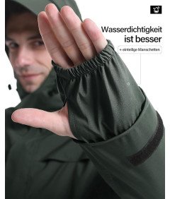 Męska Kurtka Przeciwdeszczowa Wodoodporna  Z Kapturem Zielona M