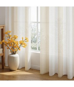 MRTREES Zestaw 2 Półprzezroczystych Zasłon w Paski Białe Beżowe 260x140 cm