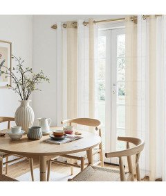 MRTREES Zestaw 2 Półprzezroczystych Zasłon w Paski Białe Beżowe 260x140 cm