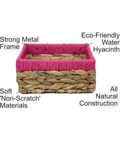 Zestaw 3 Koszyków Z Różowymi Krawędziami Dekoracyjne Pudełko Prezentowe