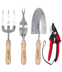 Zestaw Narzędzi Ogrodowych 4-Częściowy Zestaw Premium Ze Stali Nierdzewnej