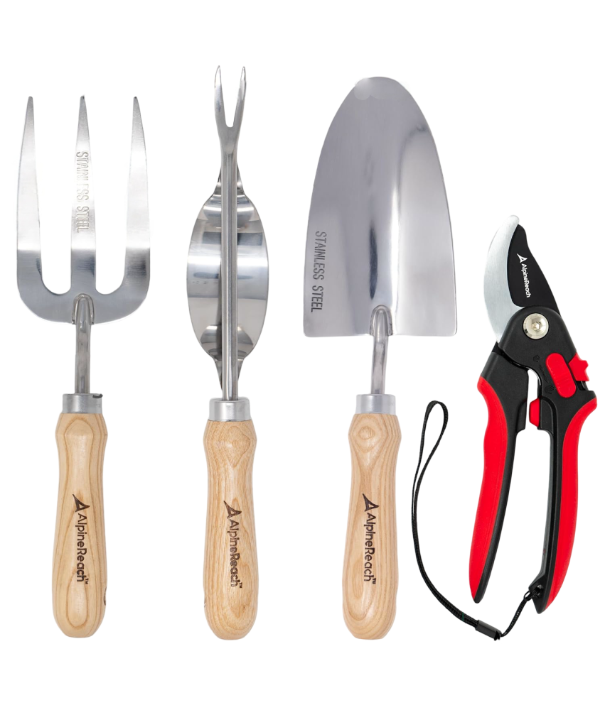 Zestaw Narzędzi Ogrodowych 4-Częściowy Zestaw Premium Ze Stali Nierdzewnej