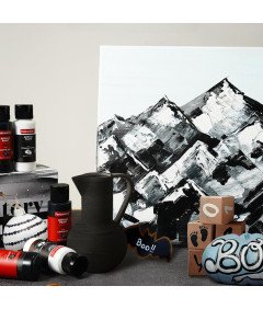 Farby Akrylowe Zestaw Szybkoschnące Wodoodporne Czarne 60 ml 24 szt