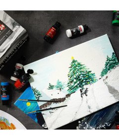 Farby Akrylowe Zestaw Szybkoschnące Wodoodporne Czarne 60 ml 24 szt