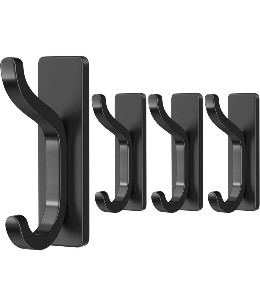 Zestaw 4 szt Samoprzylepne Haki Ścienne Stal Nierdzewna 6 kg Czarne