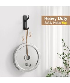 Zestaw 4 szt Samoprzylepne Haki Ścienne Stal Nierdzewna 6 kg Czarne