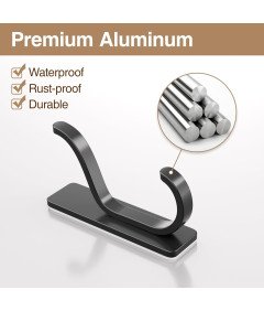 Zestaw 4 szt Samoprzylepne Haki Ścienne Stal Nierdzewna 6 kg Czarne