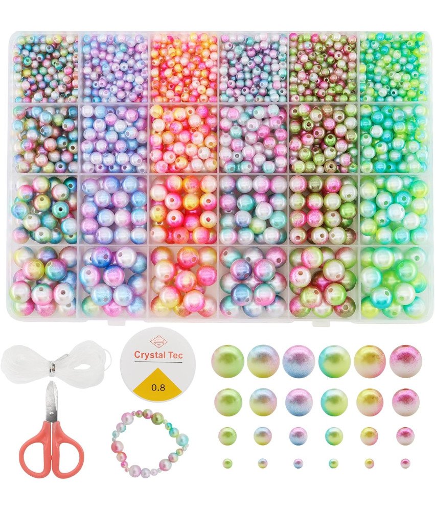 Zestaw 1890 Kolorowych Koralików Perłowych Do Biżuterii Bransoletek