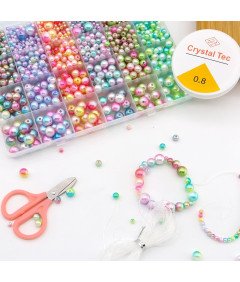 Zestaw 1890 Kolorowych Koralików Perłowych Do Biżuterii Bransoletek