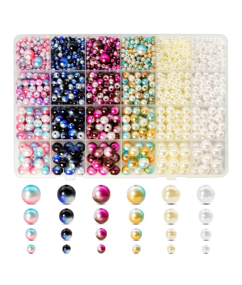Zestaw Okrągłych Koralików Produkcja Biżuterii do Rękodzieła 1890 szt