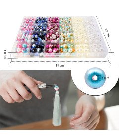 Zestaw Okrągłych Koralików Produkcja Biżuterii do Rękodzieła 1890 szt