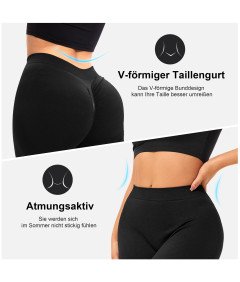 Legginsy Damskie Push-Up Sportowe Z Wysokim Stanem Fitness Czarne L