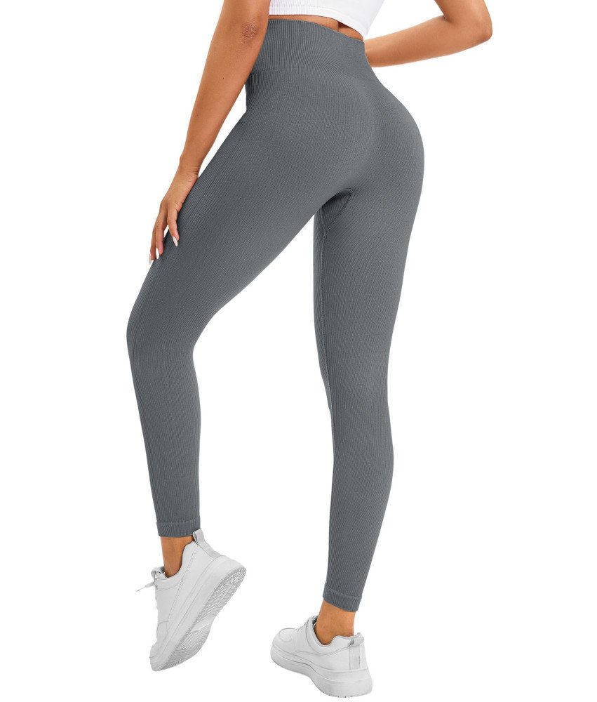 Legginsy Damskie Push-Up Sportowe Z Wysokim Stanem Fitness Szare M