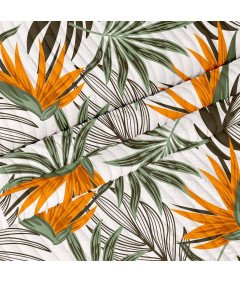 DreamRoots Velur tkanina z motivom listov Bela 1 m x 140 cm