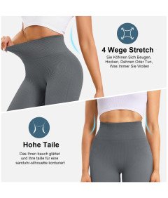 Legginsy Damskie Push-Up Sportowe Z Wysokim Stanem Fitness Szare S