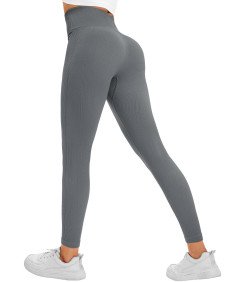 Legginsy Damskie Push-Up Sportowe Z Wysokim Stanem Fitness Szare S