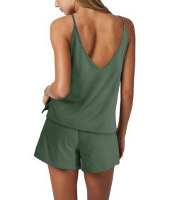 Damski Bawełniany Dres Spodenki Koszulka Zielone Strój Domowy Komplet XXL