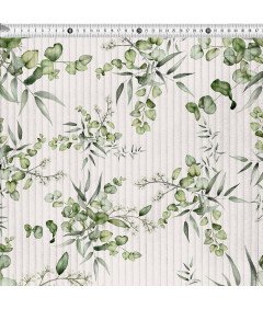 DreamRoots Velur tkanina z motivom listov Bela 1 m x 140 cm