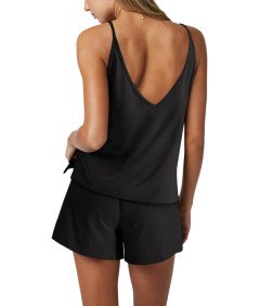 Damski Bawełniany Dres Spodenki Koszulka Czarne Strój Domowy Komplet L