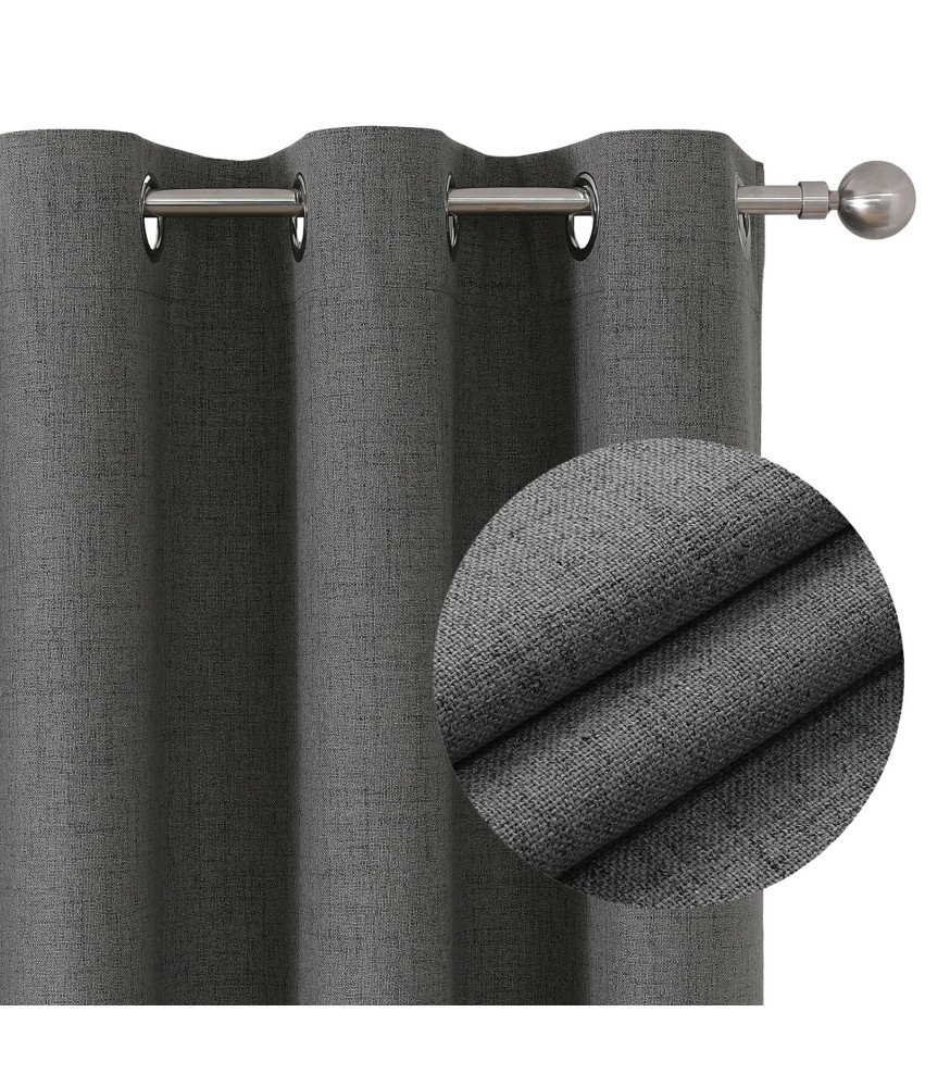 Zasłony Zaciemniające Imitacja lnu Termiczne 132x210 cm 2 Sztuki Szare